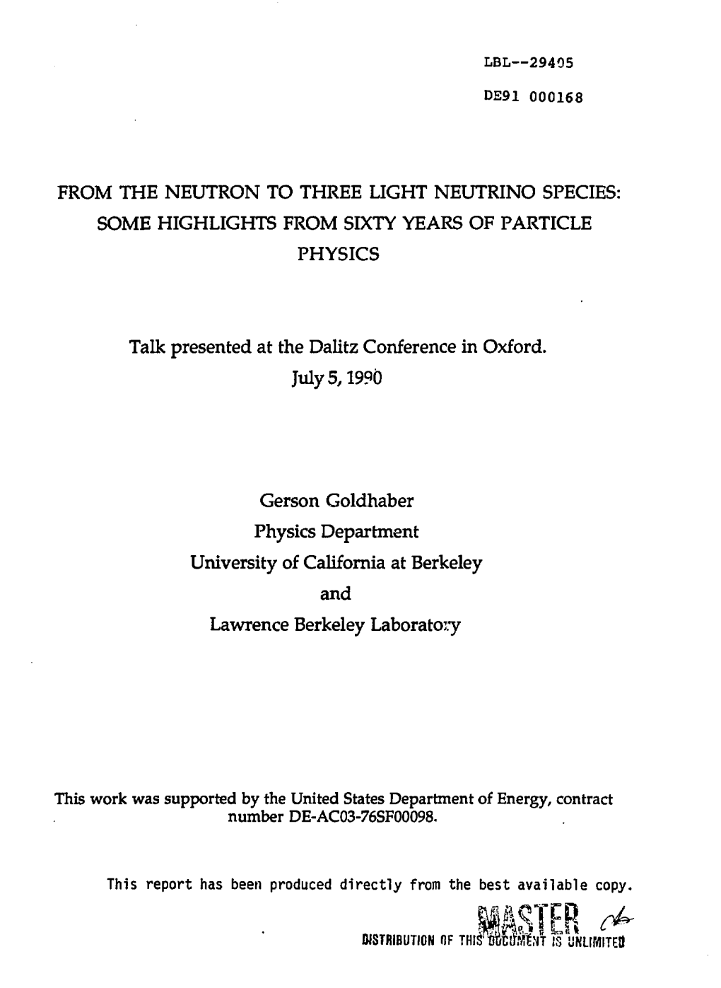 From the Neutron to Three Light Neutrino Species: Some Highlights from Sixty Years of Particle Physics