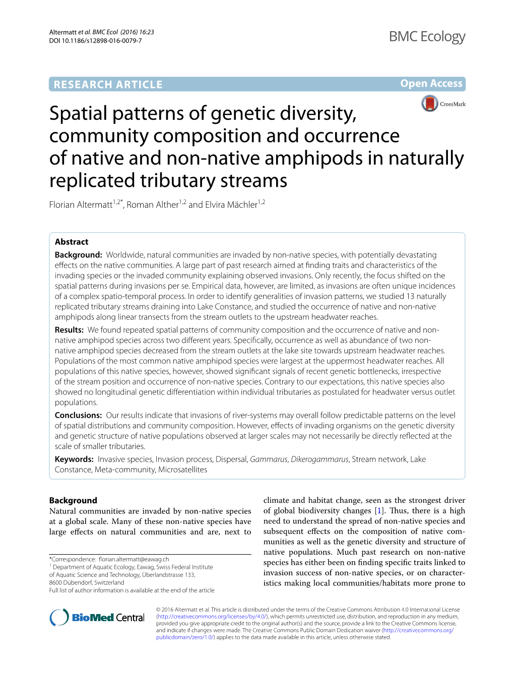 Spatial Patterns of Genetic Diversity, Community Composition And