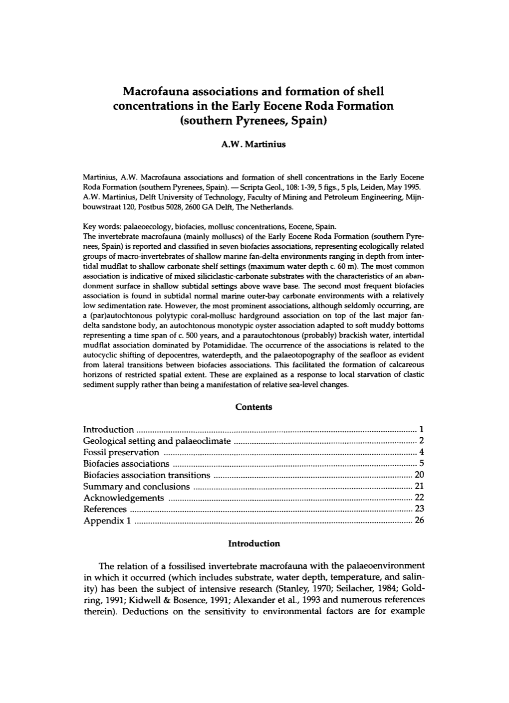 Macrofauna Associations and Formation of Shell Concentrations in the Early Eocene Roda Formation (Southern Pyrenees, Spain)