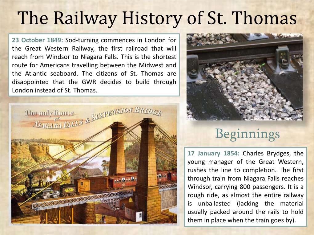 The Railway History of St. Thomas