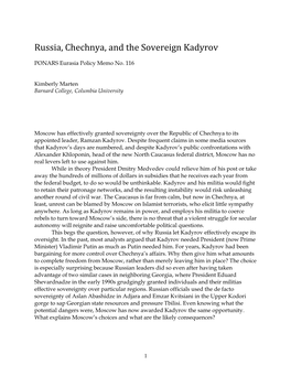 "Russia and Sovereignty in Chechnya"