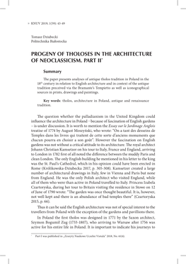 Progeny of Tholoses in the Architecture of Neoclassicism