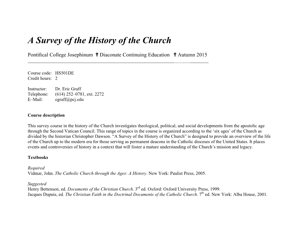 A Survey of the History of the Church