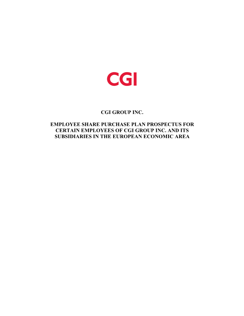 Cgi Group Inc. Employee Share Purchase Plan Prospectus