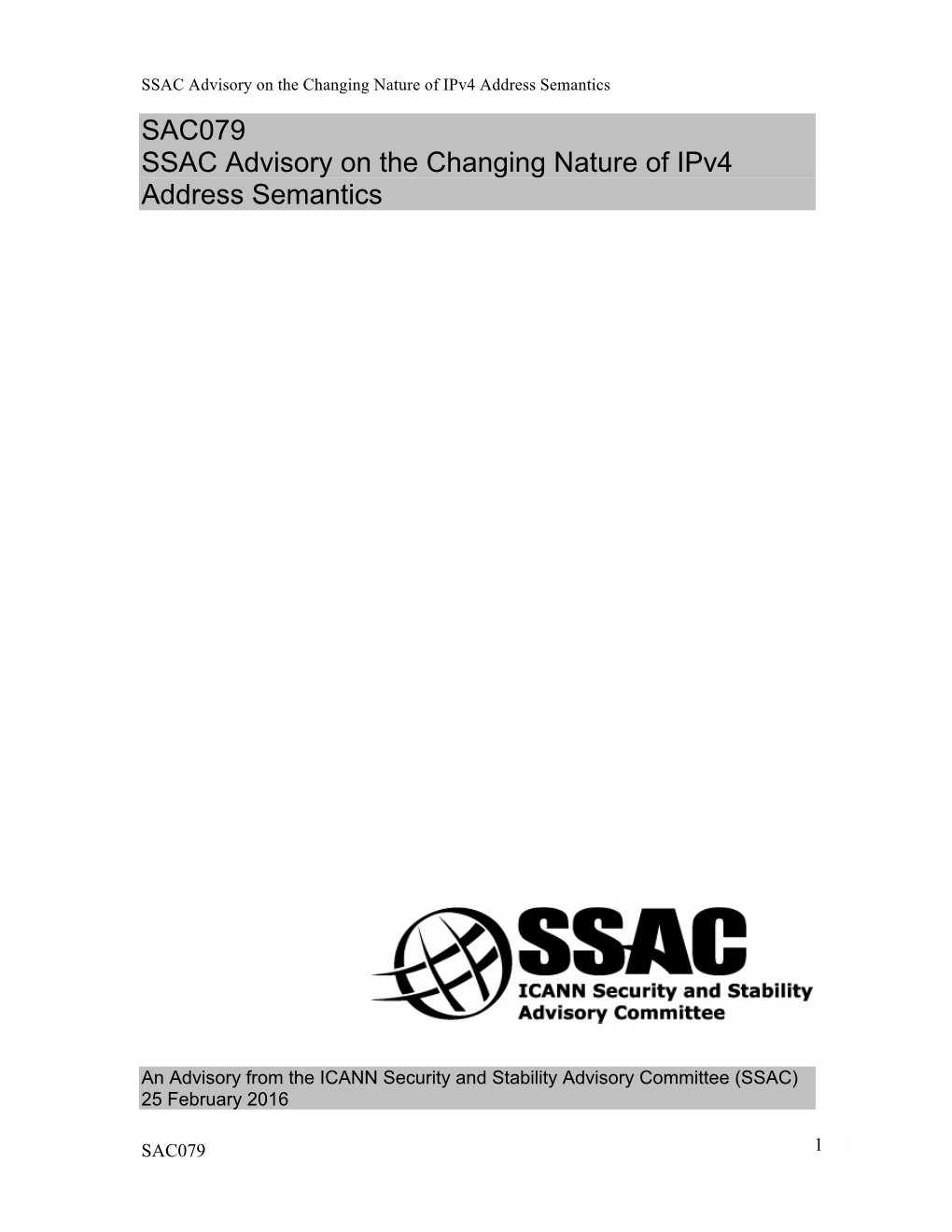 SAC079 SSAC Advisory on the Changing Nature of Ipv4 Address Semantics