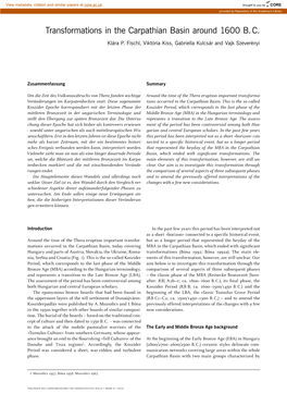 Transformations in the Carpathian Basin Around 1600 B. C