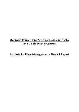 Stockport Council Joint Scrutiny Review Into Vital and Viable District Centres