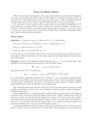 Notes on Metric Spaces