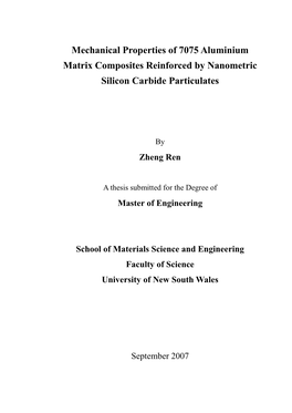 Mechanical Properties of 7075 Aluminium Matrix Composites Reinforced by Nanometric Silicon Carbide Particulates