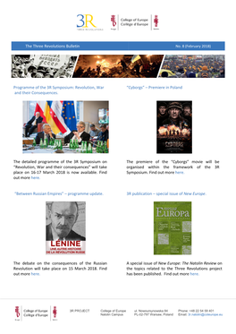 The Three Revolutions Bulletin Programme Of