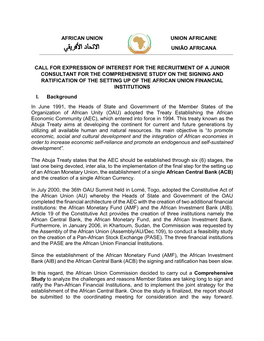 African Union Union Africaine União Africana Call For
