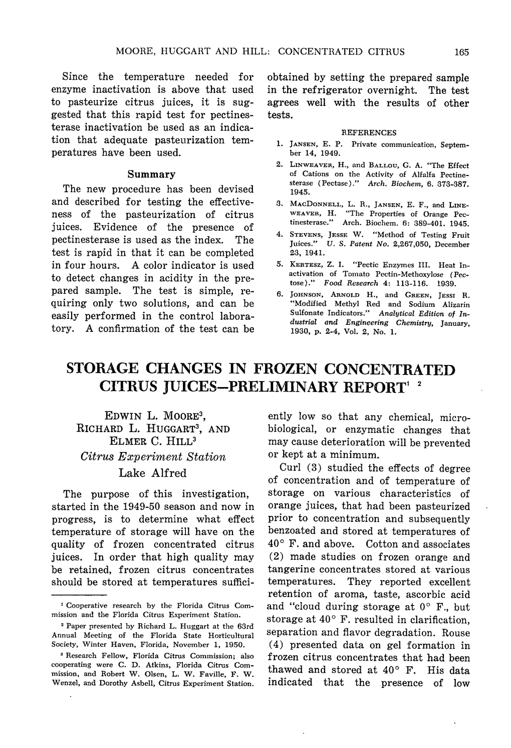 Storage Changes in Frozen Concentrated Citrus Juices-Preliminary Report1 2