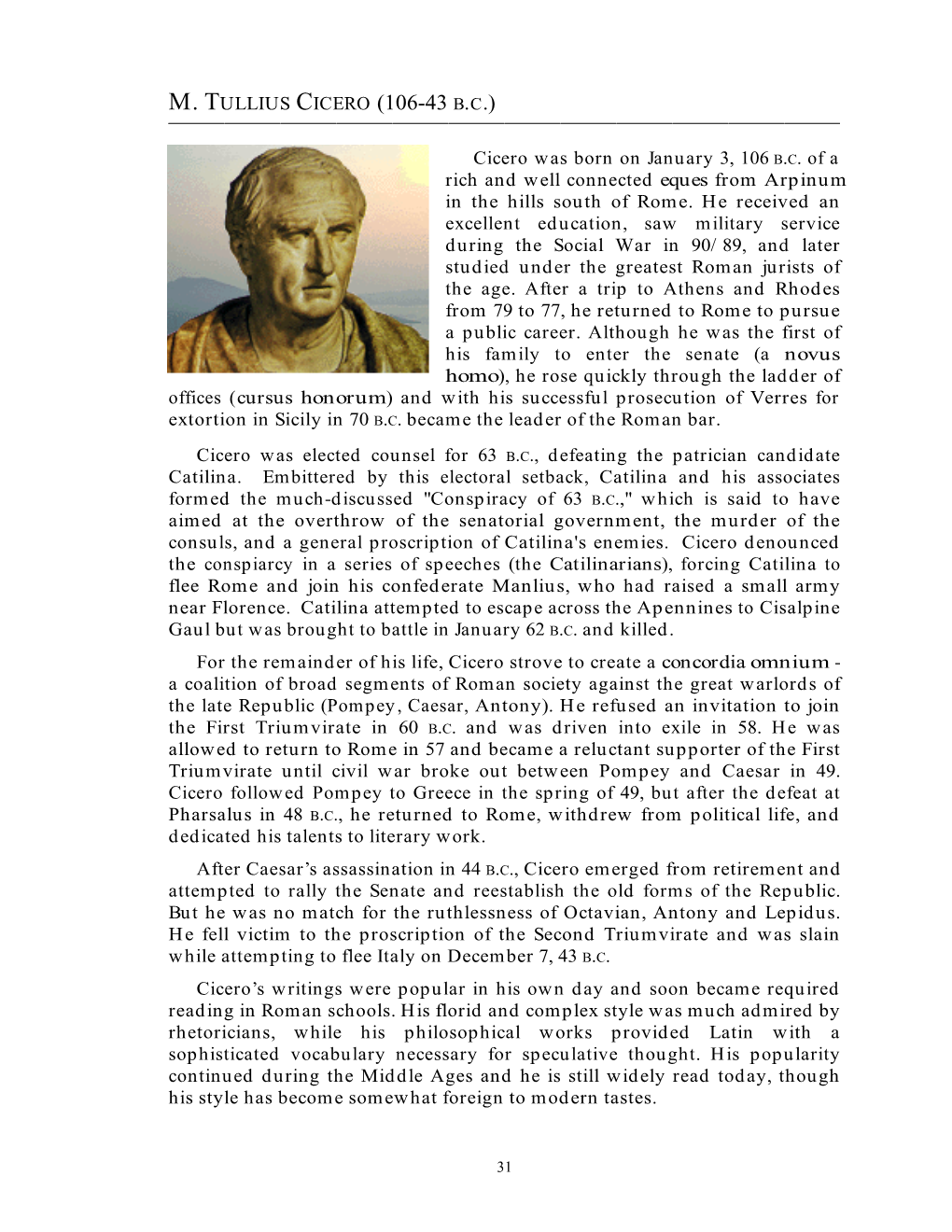 M. Tullius Cicero (106-43 B.C.)