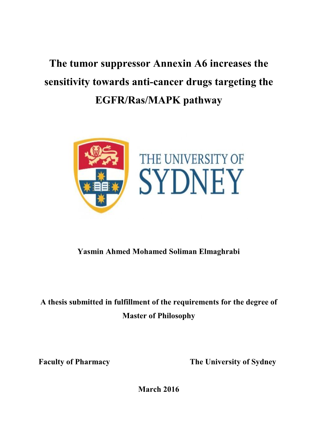 The Tumor Suppressor Annexin A6 Increases the Sensitivity Towards Anti-Cancer Drugs Targeting the EGFR/Ras/MAPK Pathway