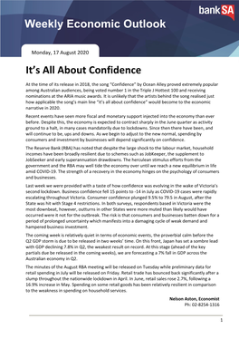 It's All About Confidence Weekly Economic Outlook