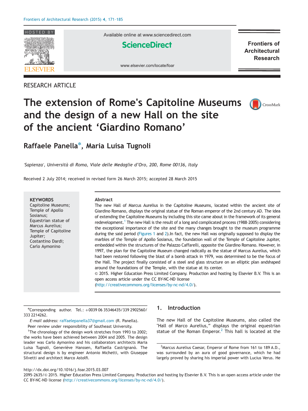 The Extension of Rome׳S Capitoline Museums and The