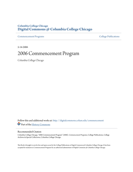 2006 Commencement Program Columbia College Chicago
