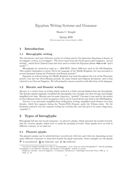 Egyptian Writing Systems and Grammar