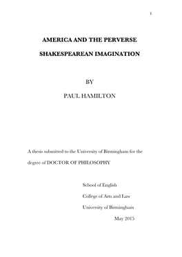 America and the Perverse Shakespearean Imagination