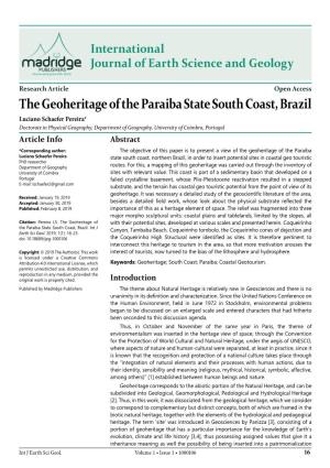The Geoheritage of the Paraiba State South Coast, Brazil