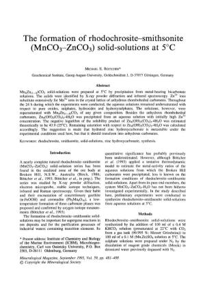 (Mnco3-Znco3) Solid-Solutions at 5~