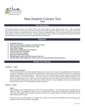 New Zealand Culinary Tour 8 Days