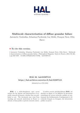 Multiscale Characterisation of Diffuse Granular Failure Antoinette Tordesillas, Sebastian Pucilowski, Luc Sibille, François Nicot, Félix Darve