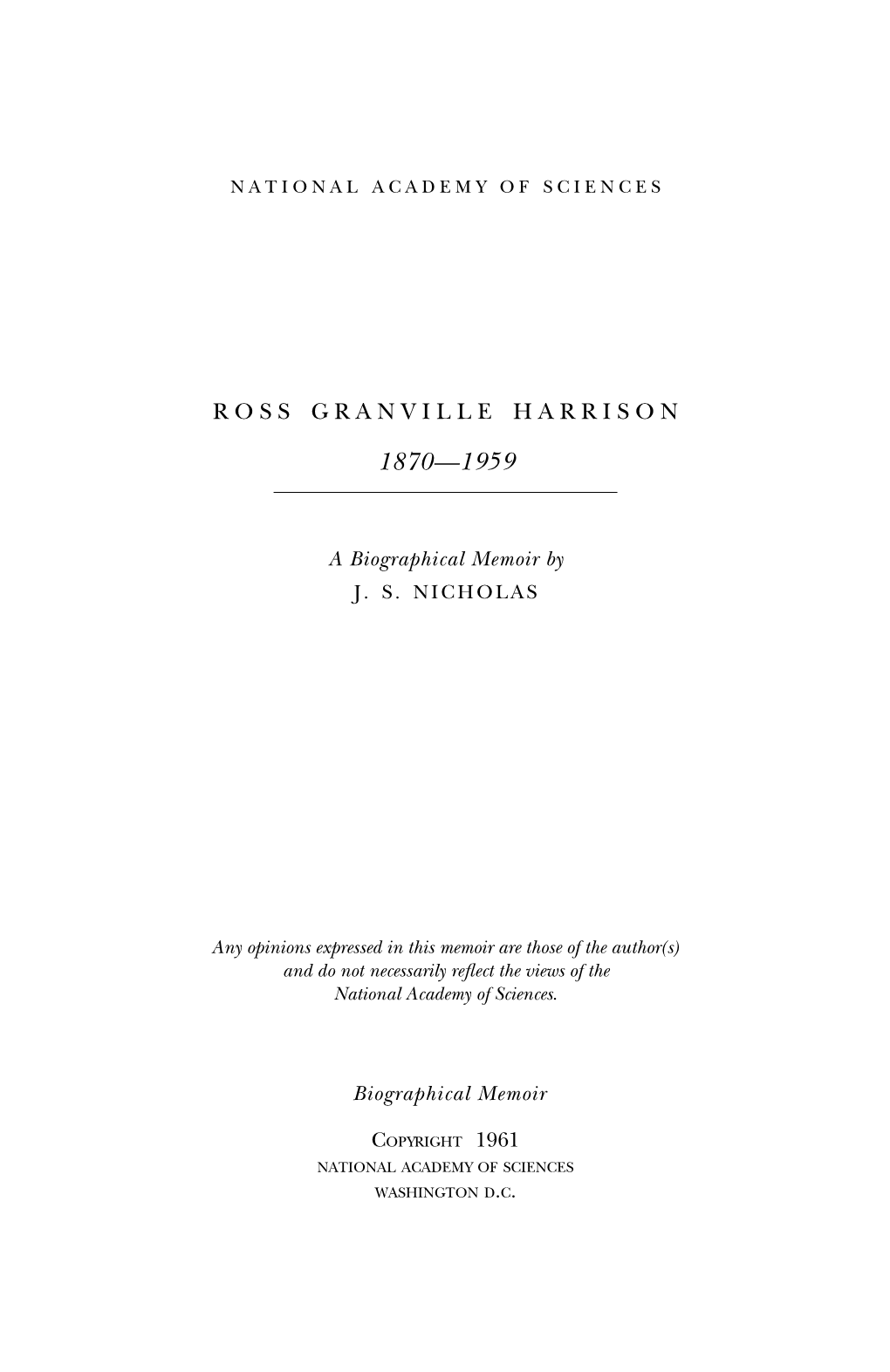 Ross Granville Harrison
