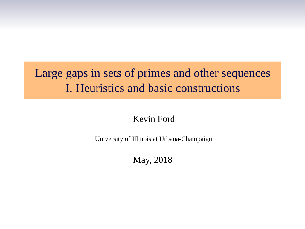 Large Gaps in Sets of Primes and Other Sequences I. Heuristics and Basic Constructions