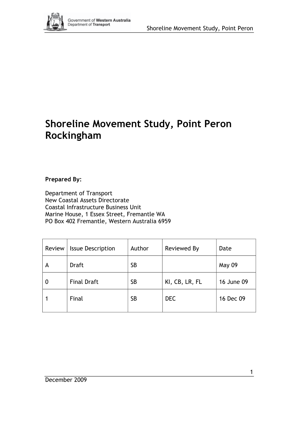 Shoreline Movement Study, Point Peron, Rockingham