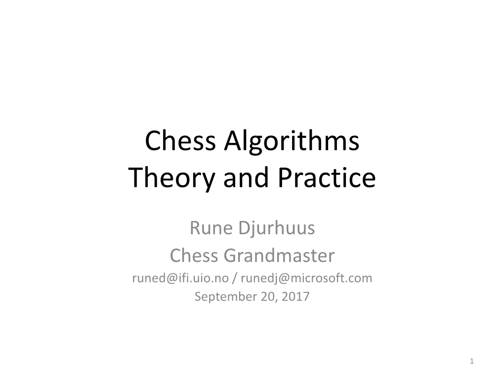 Chess Algorithms Theory and Practice