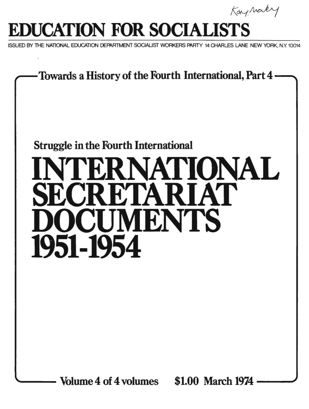 International Secretariat Documents 1951-1954