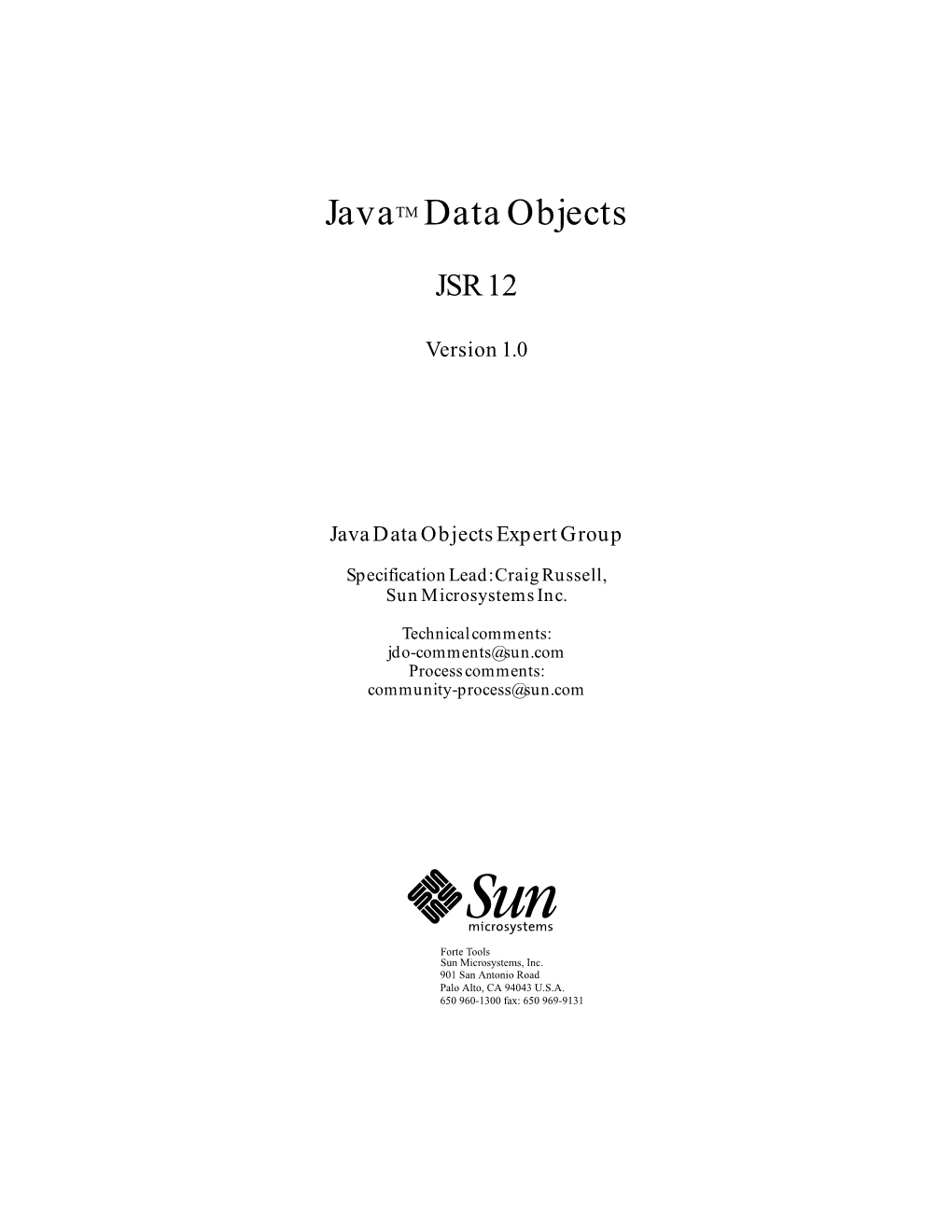 Javatm Dataobjects