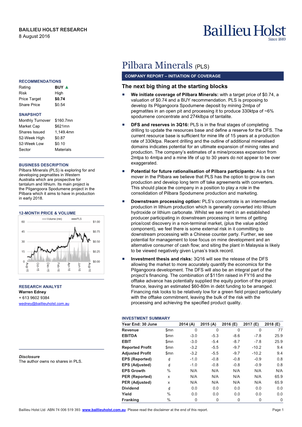 Pilbara Minerals (PLS) Is Exploring for And