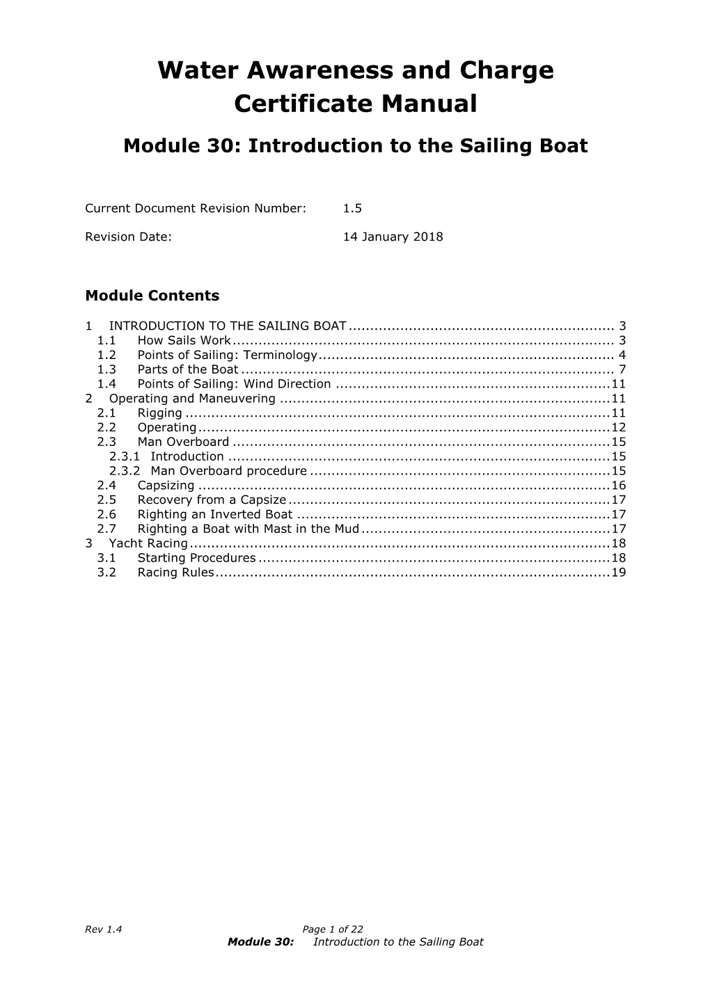 Module 30: Introduction to the Sailing Boat