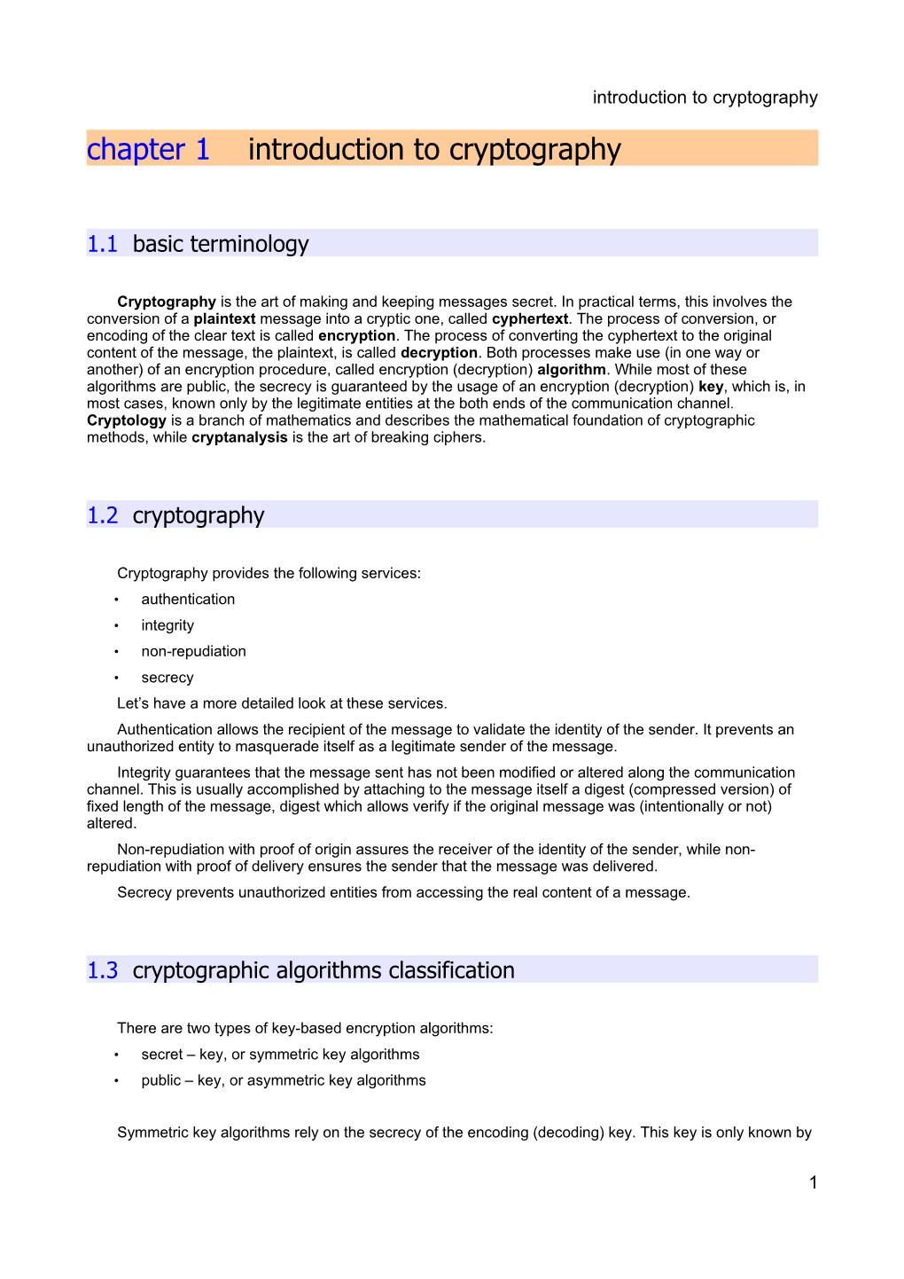 Chapter 1 Introduction to Cryptography