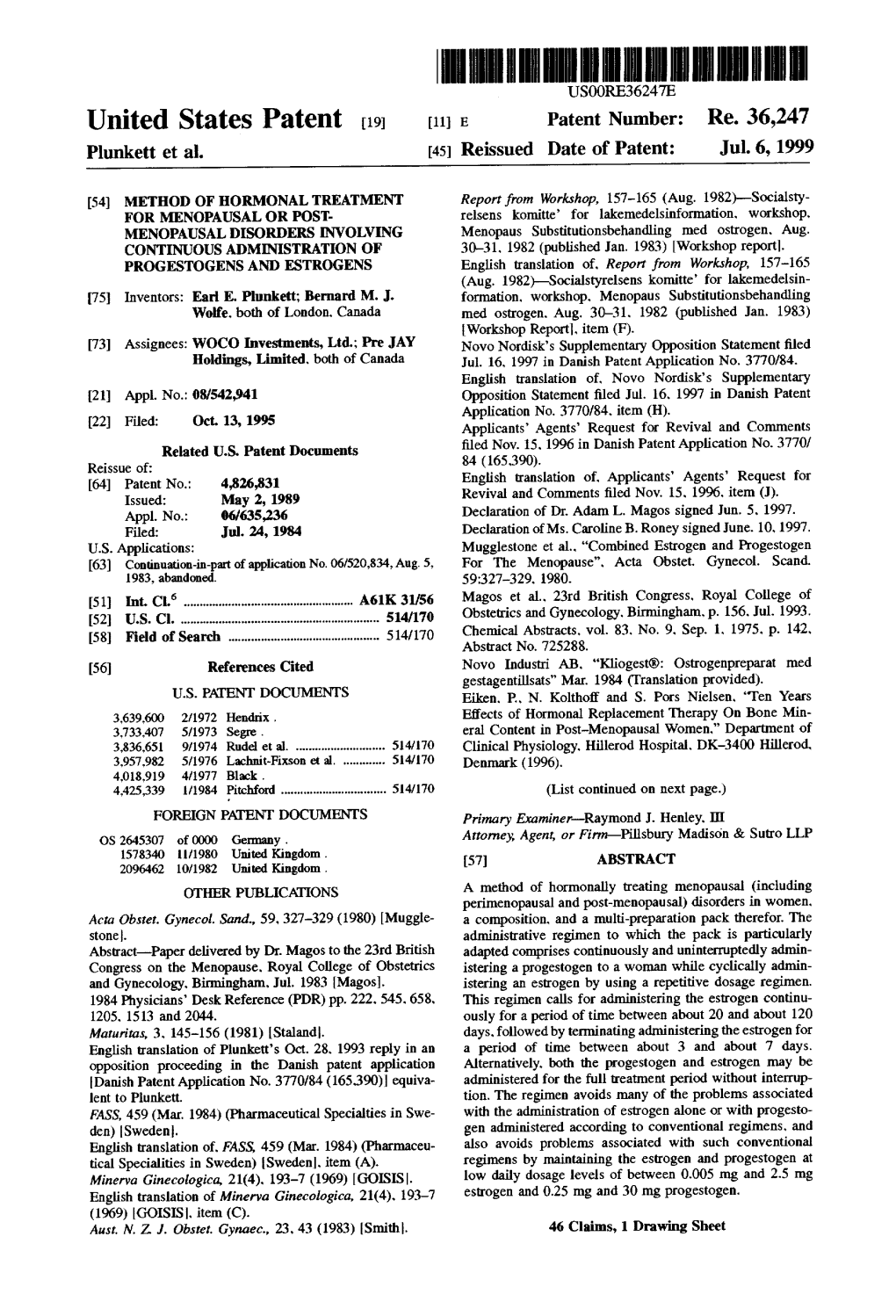 United States Patent (19) 11 E Patent Number: Re