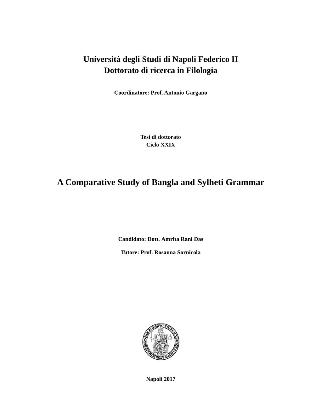 A Comparative Study of Bangla and Sylheti Grammar