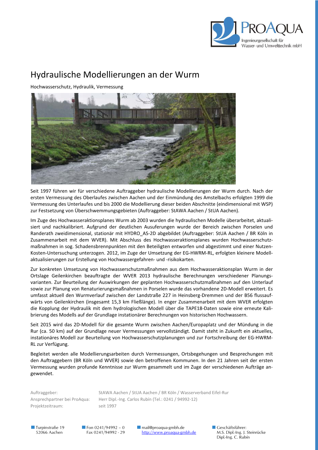 Hydraulische Modellierungen an Der Wurm Hochwasserschutz, Hydraulik, Vermessung