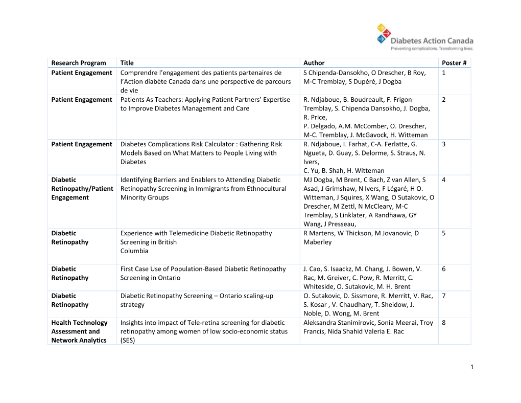 Diabetic Retinopathy Screening – Ontario Scaling-Up O