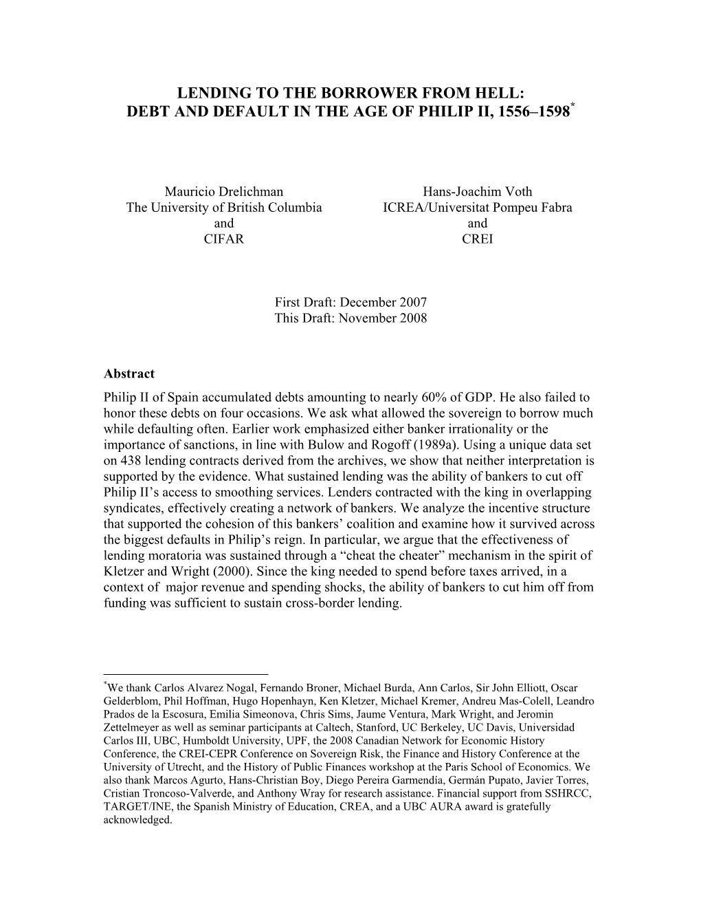 Lending to the Borrower from Hell: Debt and Default in the Age of Philip Ii, 1556–1598*