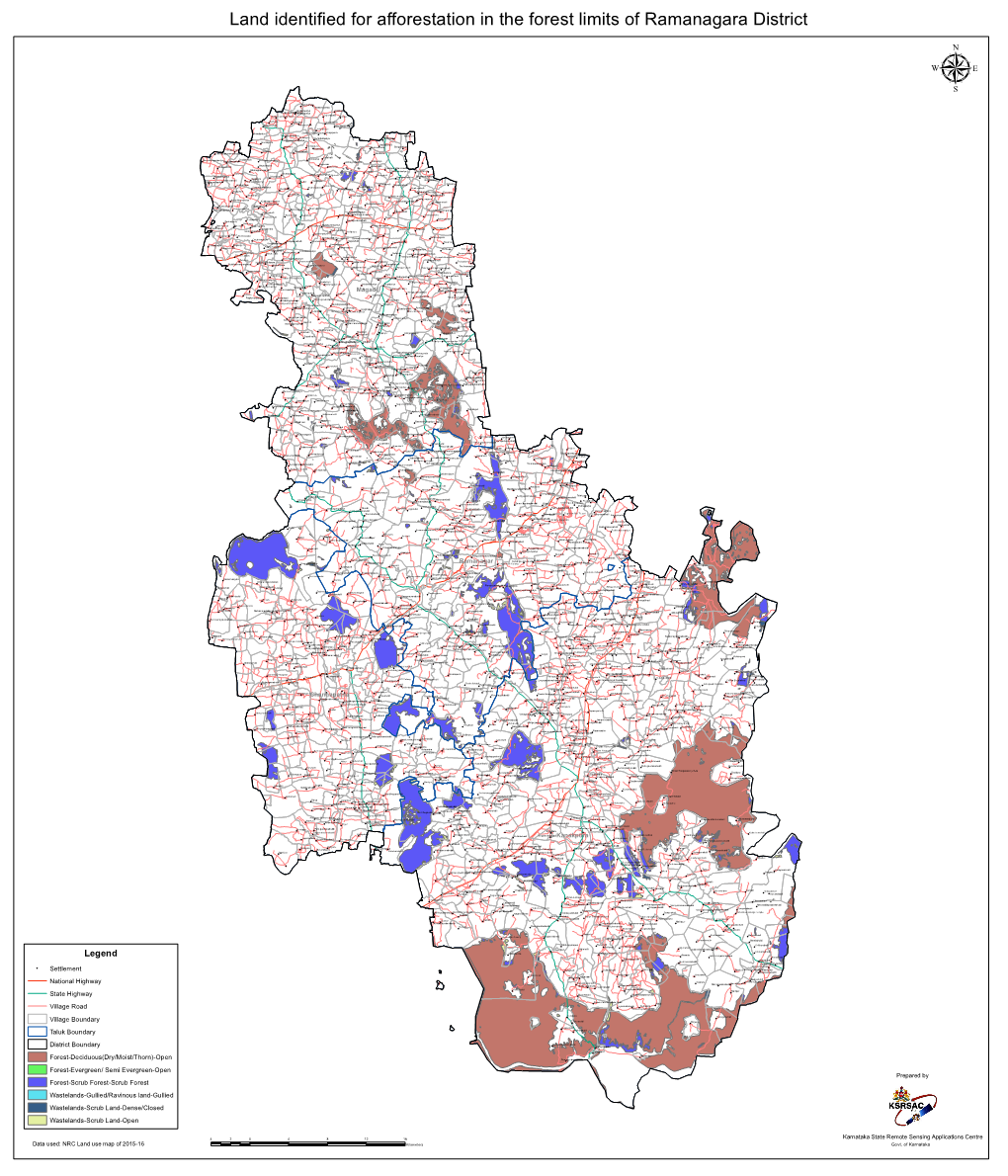 Land Identified for Afforestation in the Forest Limits of Ramanagara District Μ