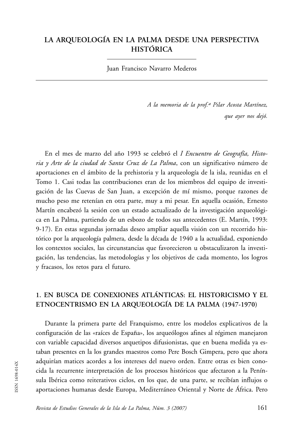 La Arqueología En La Palma Desde Una Perspectiva Histórica