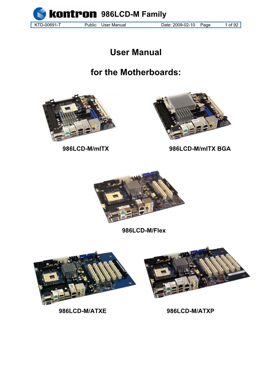 User Manual for the Motherboards