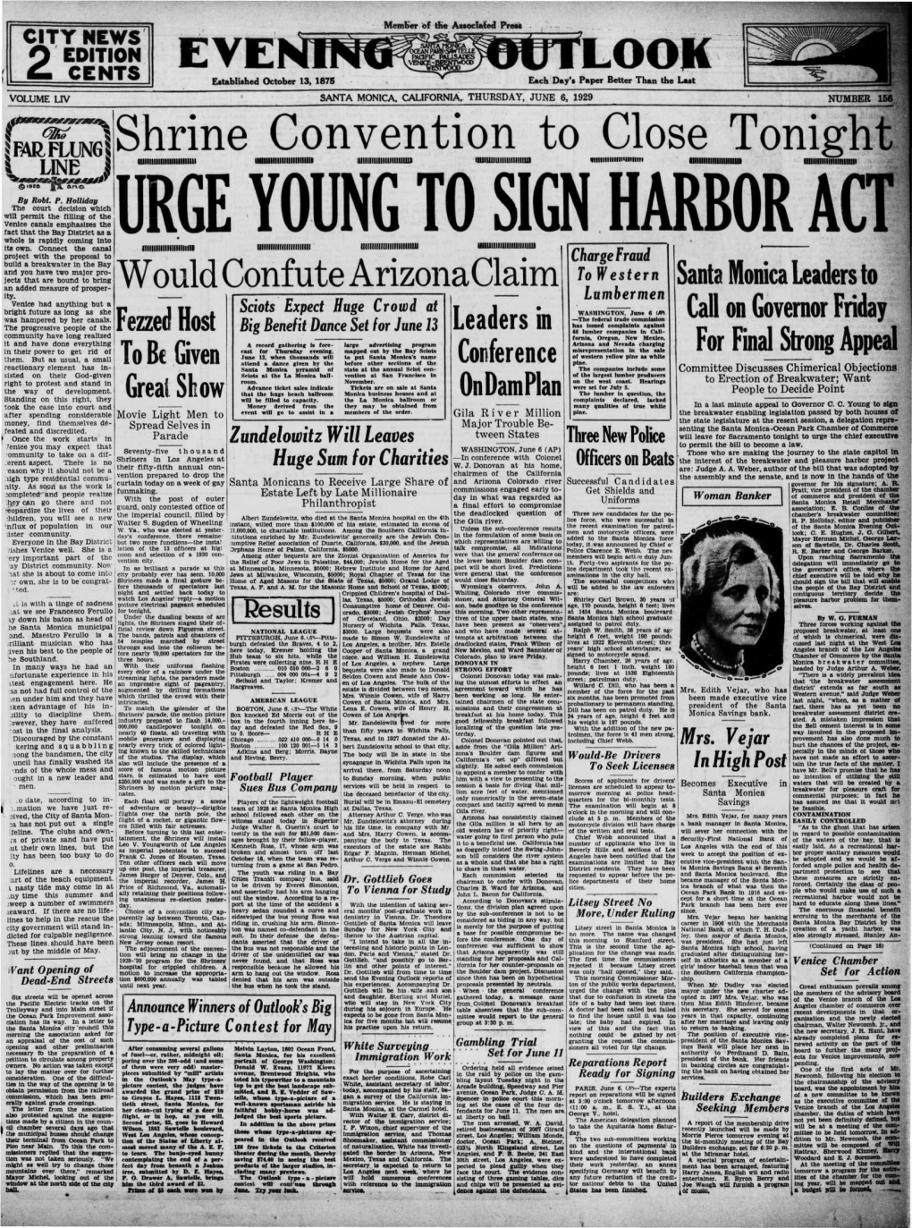 EVE LOOK 2 Established October 13, 1875 Each Day's Paper Better Than the Last VOLUME LIV SANTA MONICA, CALIFORNIA