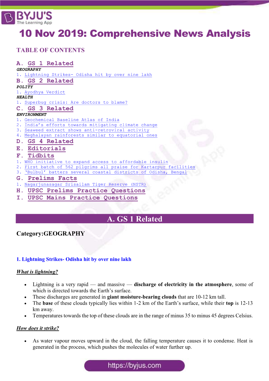 10 Nov 2019: Comprehensive News Analysis