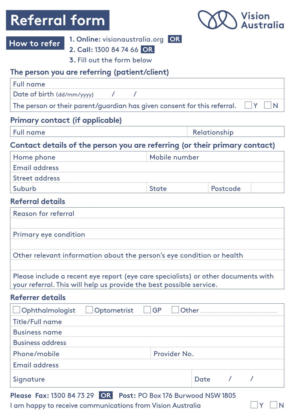 Printable Referral Form