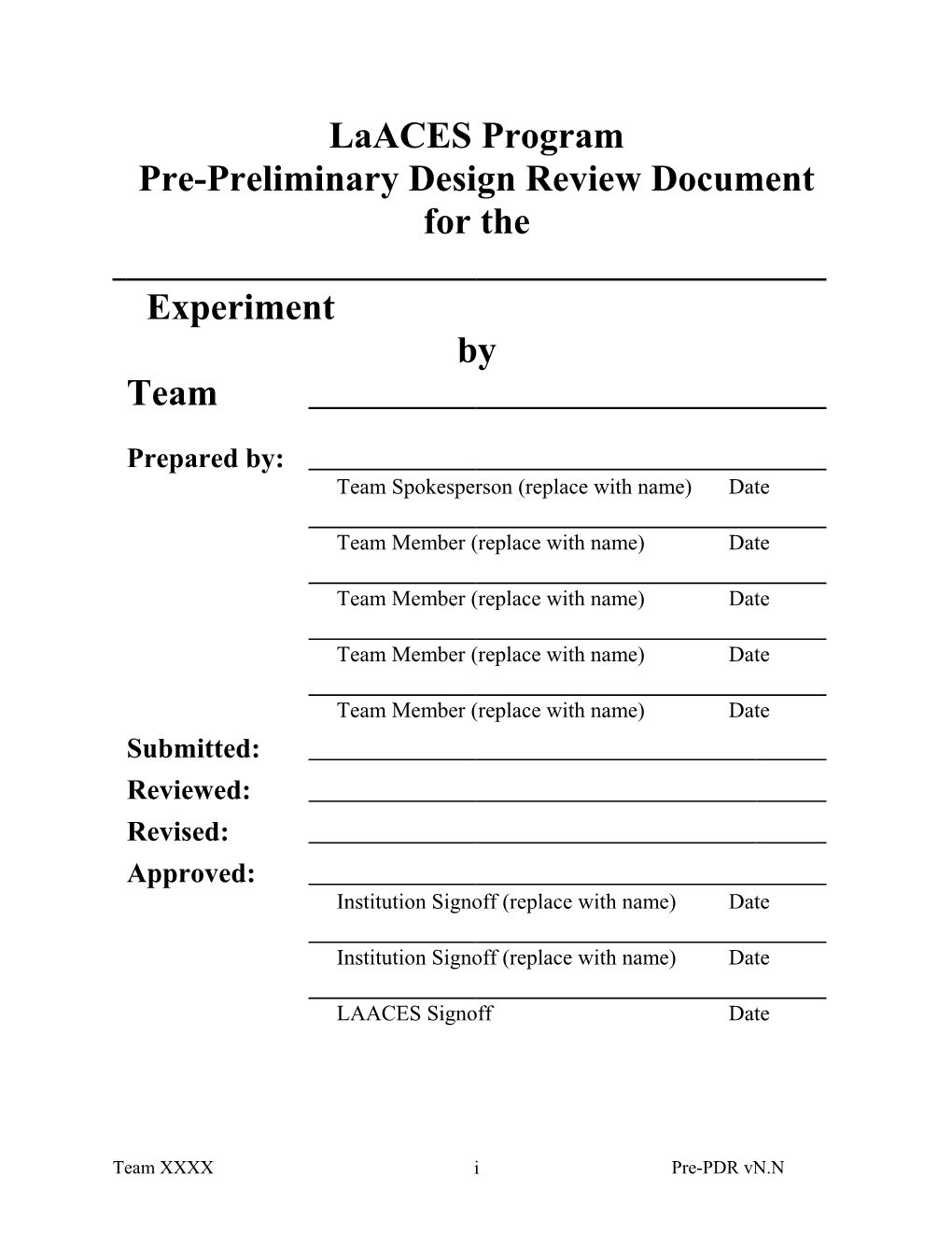 Pre-Preliminary Design Review Document