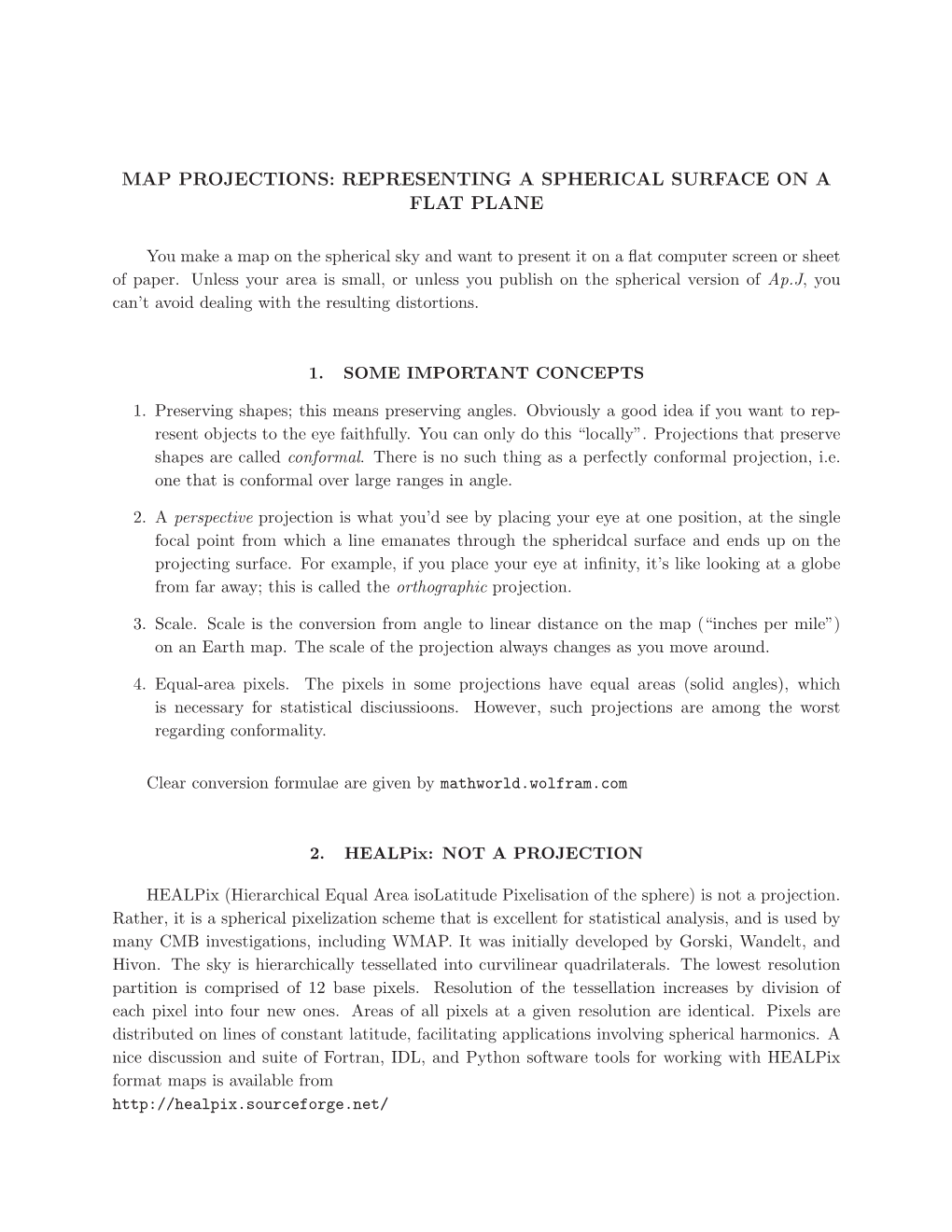 Map Projections: Representing a Spherical Surface on a Flat Plane