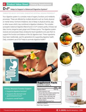 Product Value Sheet Dietary Supplement
